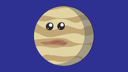 Jupiter planet vector design. Smiling planets of the Solar System. Planets with faces funny characters. 
