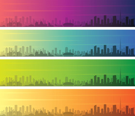 Dubai Multiple Color Gradient Skyline Banner