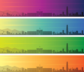 Santiago de Chile Multiple Color Gradient Skyline Banner