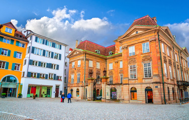 Fototapeta premium Beautiful cozy street in the city center of Zurich, Switzerland