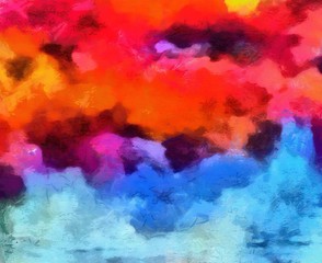 Impression color mix abstract texture art. Artistic bright background. Oil painting artwork. Modern style graphic wallpaper. Large strokes of paint. Colorful pattern for design work or wallpaper.
