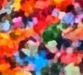 Impression color mix abstract texture art. Artistic bright background. Oil painting artwork. Modern style graphic wallpaper. Large strokes of paint. Colorful pattern for design work or wallpaper.