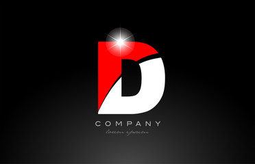 red white color letter d alphabet for logo icon design
