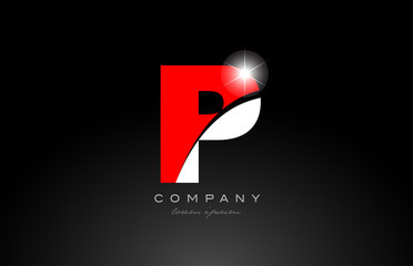 red white color letter p alphabet for logo icon design