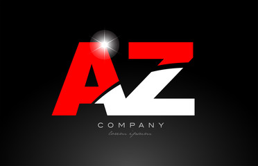 red white color letter combination az a z alphabet for logo icon design