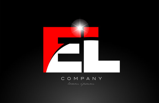 red white color letter combination el e l alphabet for logo icon design
