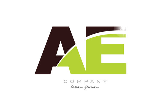 letter ae a e alphabet combination in green and brown color for logo icon design