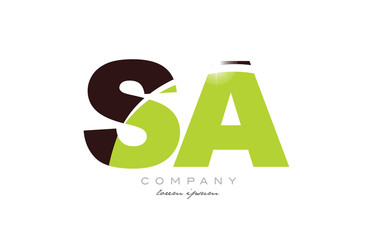 letter sa s a  alphabet combination in green and brown color for logo icon design