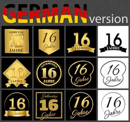 German set of number 16 templates