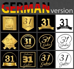 German set of number 31 templates