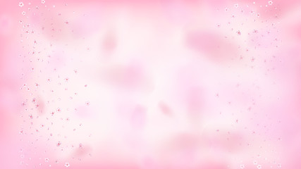 Obraz premium Nice Sakura Blossom Isolated Vector. Realistic Falling 3d Petals Wedding Frame. Japanese Blurred Flowers Wallpaper. Valentine, Mother's Day Pastel Nice Sakura Blossom Isolated on Rose