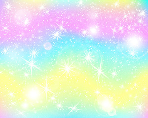 Fototapeta na wymiar Unicorn rainbow background. Holographic sky