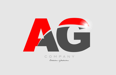 combination letter ag a g in grey red color alphabet for logo icon design