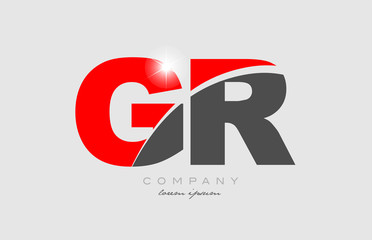 combination letter gr g r in grey red color alphabet for logo icon design