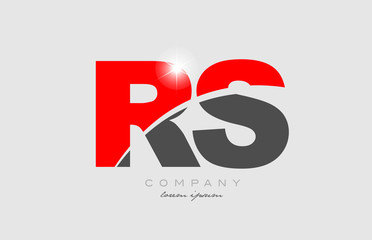combination letter rs r s in grey red color alphabet for logo icon design