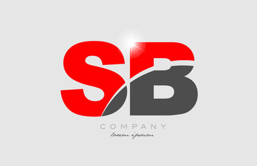 combination letter sb s b in grey red color alphabet for logo icon design