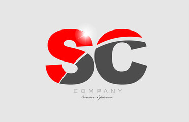 combination letter sc s c in grey red color alphabet for logo icon design - obrazy, fototapety, plakaty