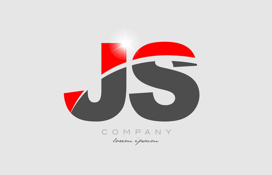 combination letter js j s in grey red color alphabet for logo icon design