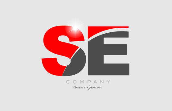 combination letter se s e in grey red color alphabet for logo icon design