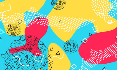 Pop art color background. Memphis pattern 
