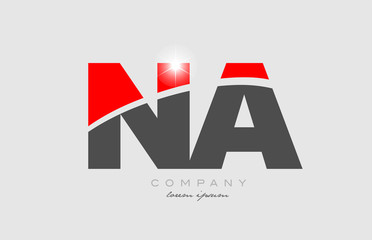 combination letter na n a in grey red color alphabet for logo icon design