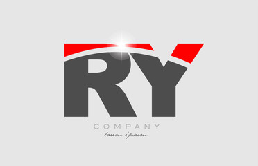 combination letter ry r y in grey red color alphabet for logo icon design - obrazy, fototapety, plakaty
