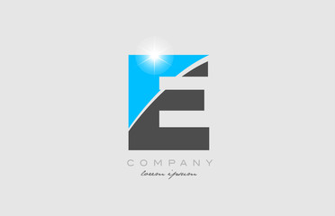 letter e in grey blue color alphabet for logo icon design