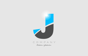 letter j in grey blue color alphabet for logo icon design