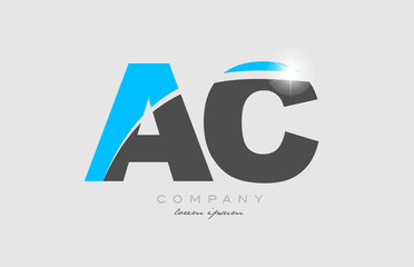 combination letter ac a c in grey blue color alphabet for logo icon design