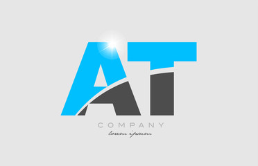 combination letter at a t in grey blue color alphabet for logo icon design