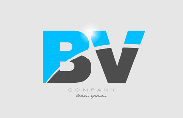 combination letter bv b v in grey blue color alphabet for logo icon design