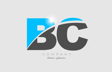 Fototapeta premium combination letter bc b c in grey blue color alphabet for logo icon design