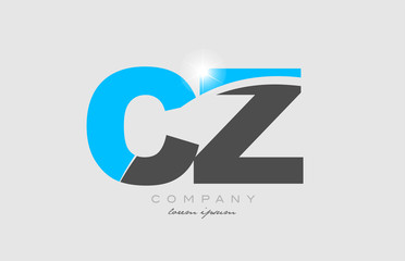 combination letter cz c z in grey blue color alphabet for logo icon design - obrazy, fototapety, plakaty