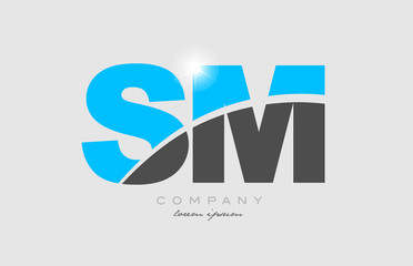 combination letter sm s m in grey blue color alphabet for logo icon design