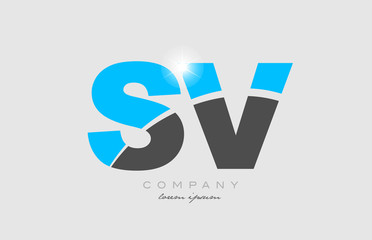 combination letter sv s v in grey blue color alphabet for logo icon design
