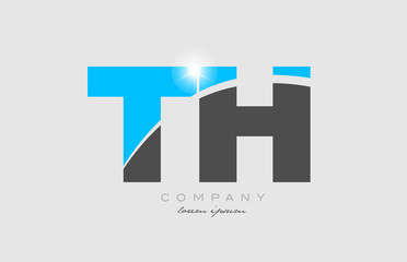 combination letter th t h in grey blue color alphabet for logo icon design - obrazy, fototapety, plakaty