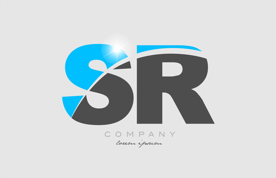 combination letter sr s r in grey blue color alphabet for logo icon design