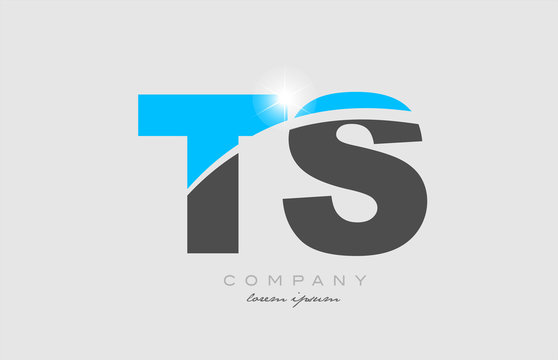 combination letter ts t s in grey blue color alphabet for logo icon design