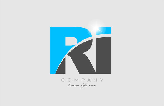 combination letter ri r i in grey blue color alphabet for logo icon design