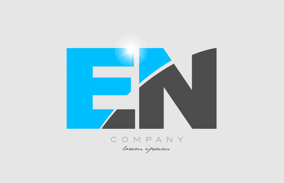 combination letter en e n in grey blue color alphabet for logo icon design