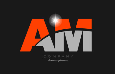combination letter am a m in grey orange color alphabet for logo icon design