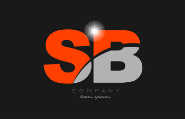 combination letter sb s b in grey orange color alphabet for logo icon design