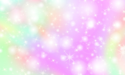 Unicorn rainbow background. Holographic sky