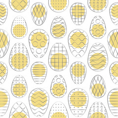 Easter seamless pattern. Flat design. Easter eggs with golden elements. Vector Illustration.