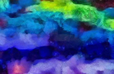 Detailed close-up grunge clouds abstract background. Dry brush strokes hand drawn oil painting on canvas texture. Creative simple pattern for graphic work, web design or wallpaper. Chaotic splashes.