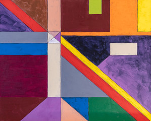 An example of geometric abstraction; a moderm contemporary painting.