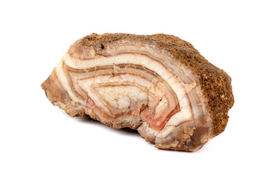 Macro mineral stone Agate Brown on white background