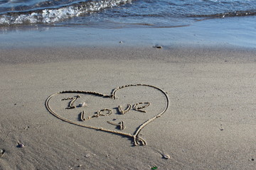 Love notes on the sand are so romantic