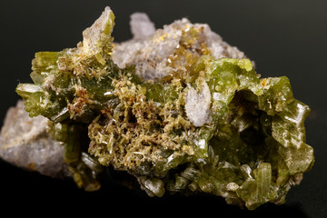 Macro Pyromorphite mineral stone on a black background