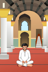 Muslim Man Praying in a Mosque